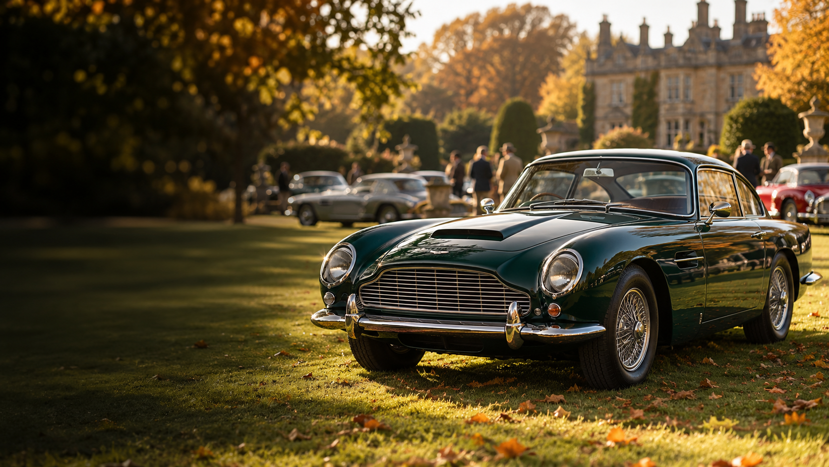 Illustrative classic car in a countryside setting