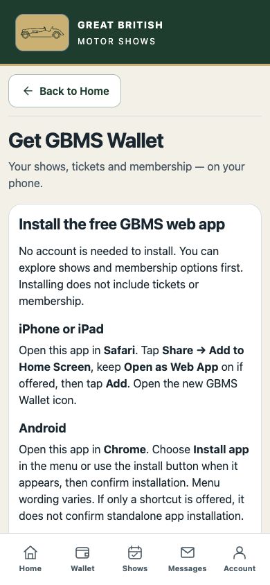 GBMS app installation instructions for iPhone and Android