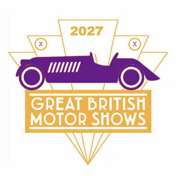 Purple vintage car on the 2027 GBMS limited-edition souvenir badge